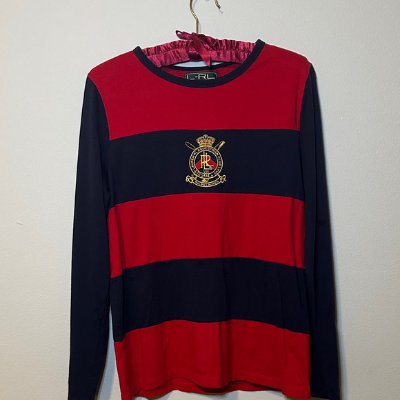 Ralph Lauren Red and Dark Blue Striped Long Sleeve - Picture 3 of 10